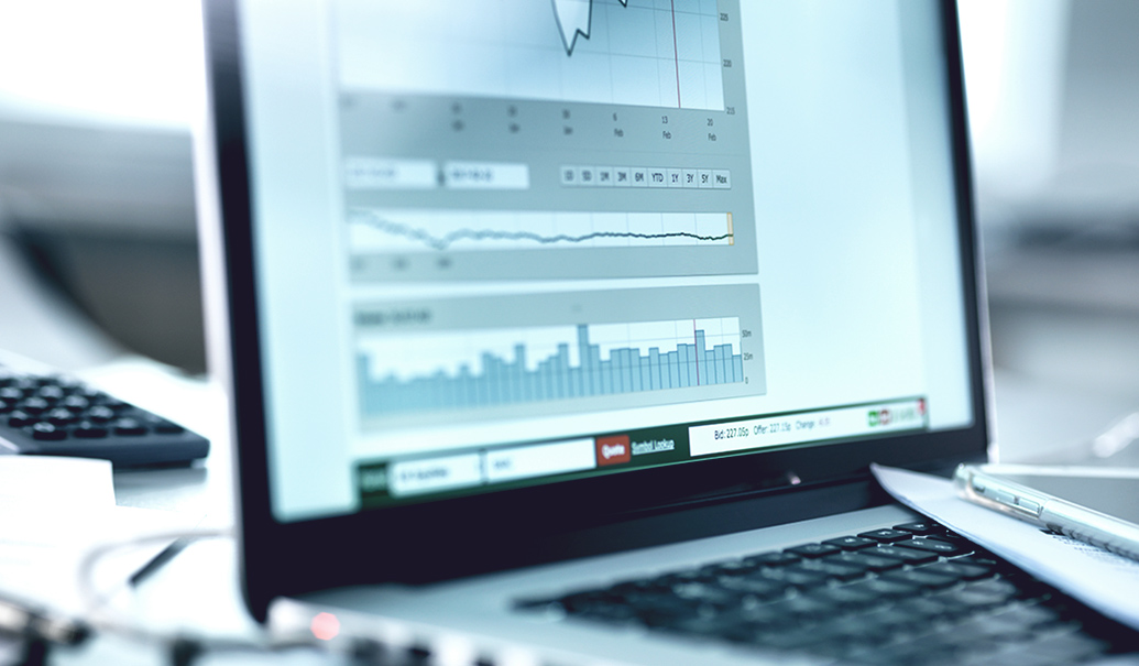 Share price data from portfolio on laptop