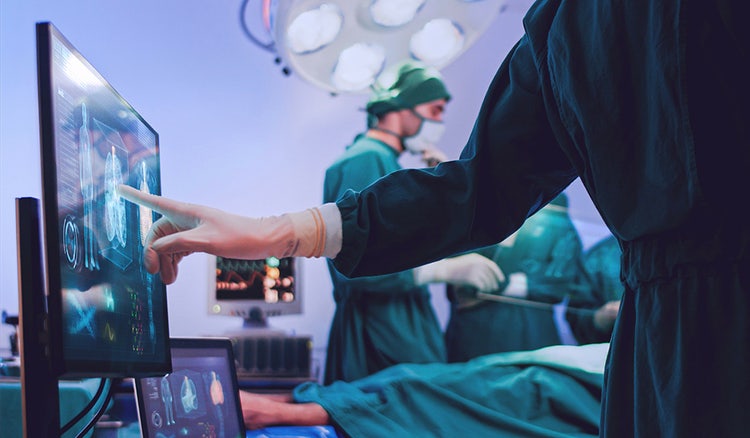 Doctor using hologram modern